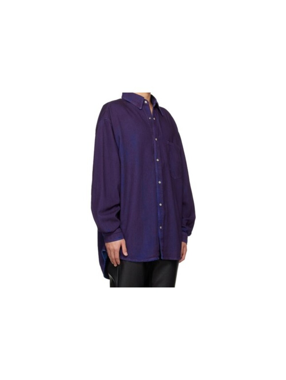 BLK DNM Denim Shirt Men's XL Galaxy Blue Indigo Purple Pearl Snap Garment Dyed
